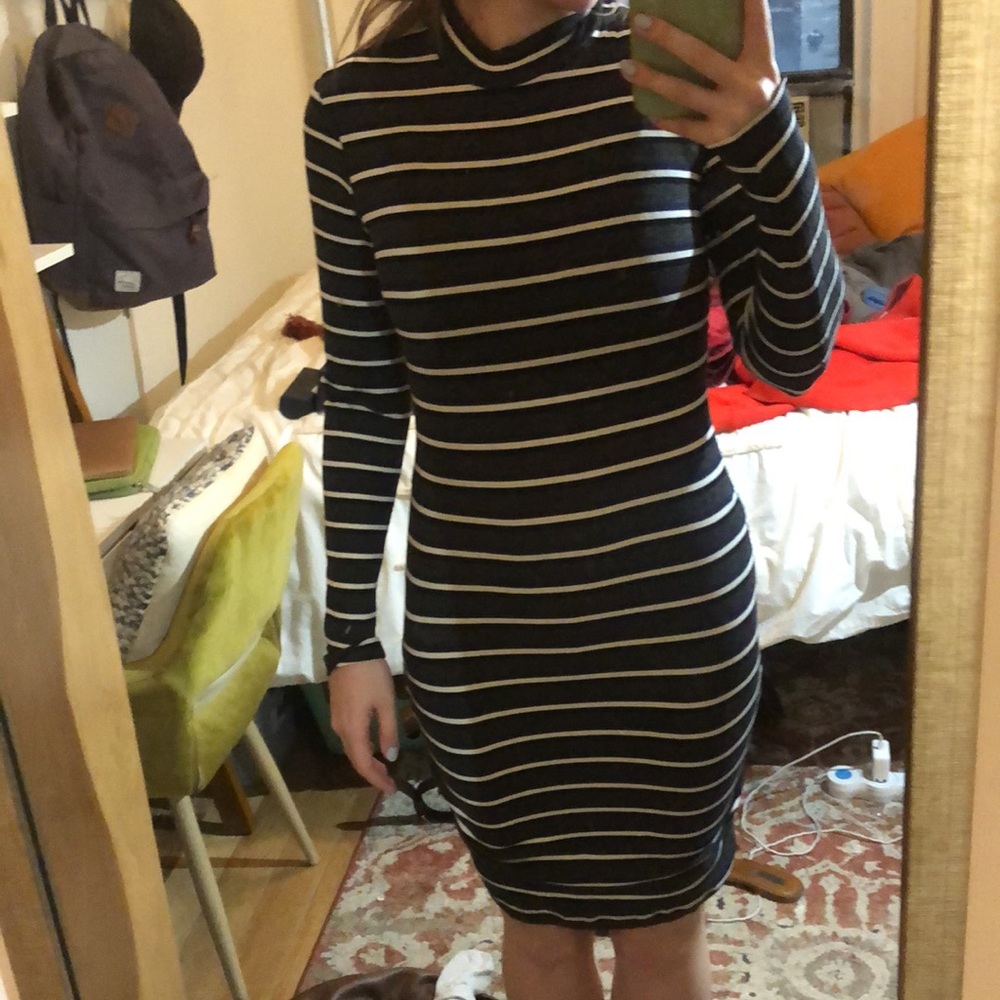 Grey white&black striped American Apparel Dress